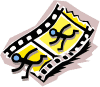 Film strip icon with figures running