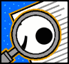Icon of document with magnifying glass highlighting a period