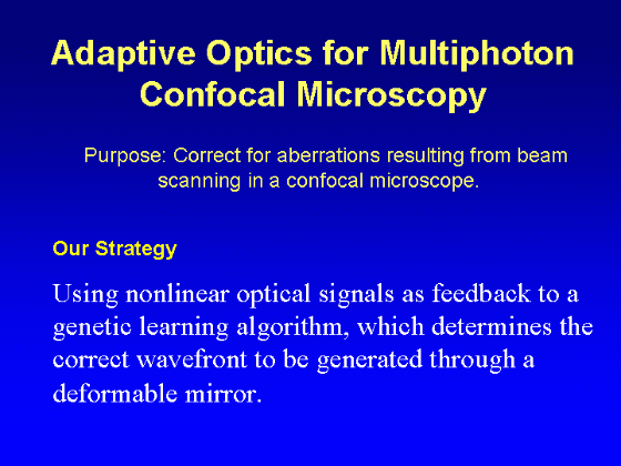 Adaptive optics for multiphoton confocal microscopy